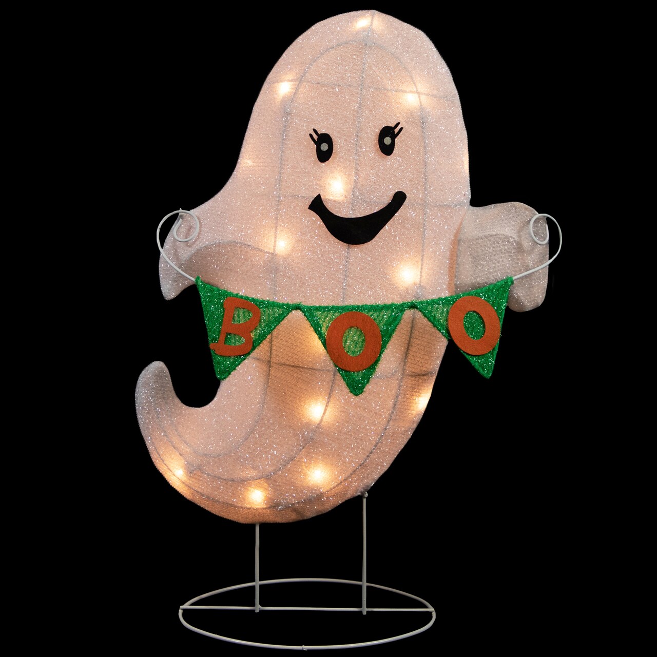 Northlight LED Ghost with "Boo" Banner Halloween Yard Decoration - 25" - Warm White Lights